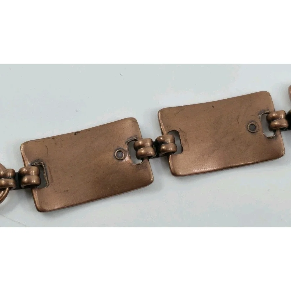 Vintage Copper Thunderbird Native American Symbols Link Bracelet Renoir Style‎